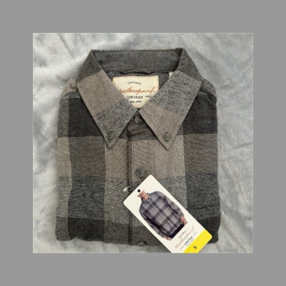 Weatherproof Vintage Men's Heavyweight Flannel Fleece Shirt Jacket, Gray Small - Picture 1 of 4